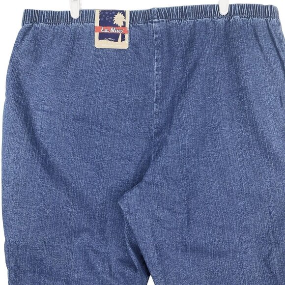 L.A. Blues Women's Blue Denim Pants Size 30/32 Pull-on Elastic Waist High Rise - Picture 4 of 10